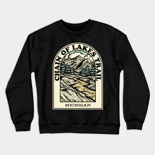 Chain of Lakes Trail Michigan hiking backpacking trail Crewneck Sweatshirt by HalpinDesign